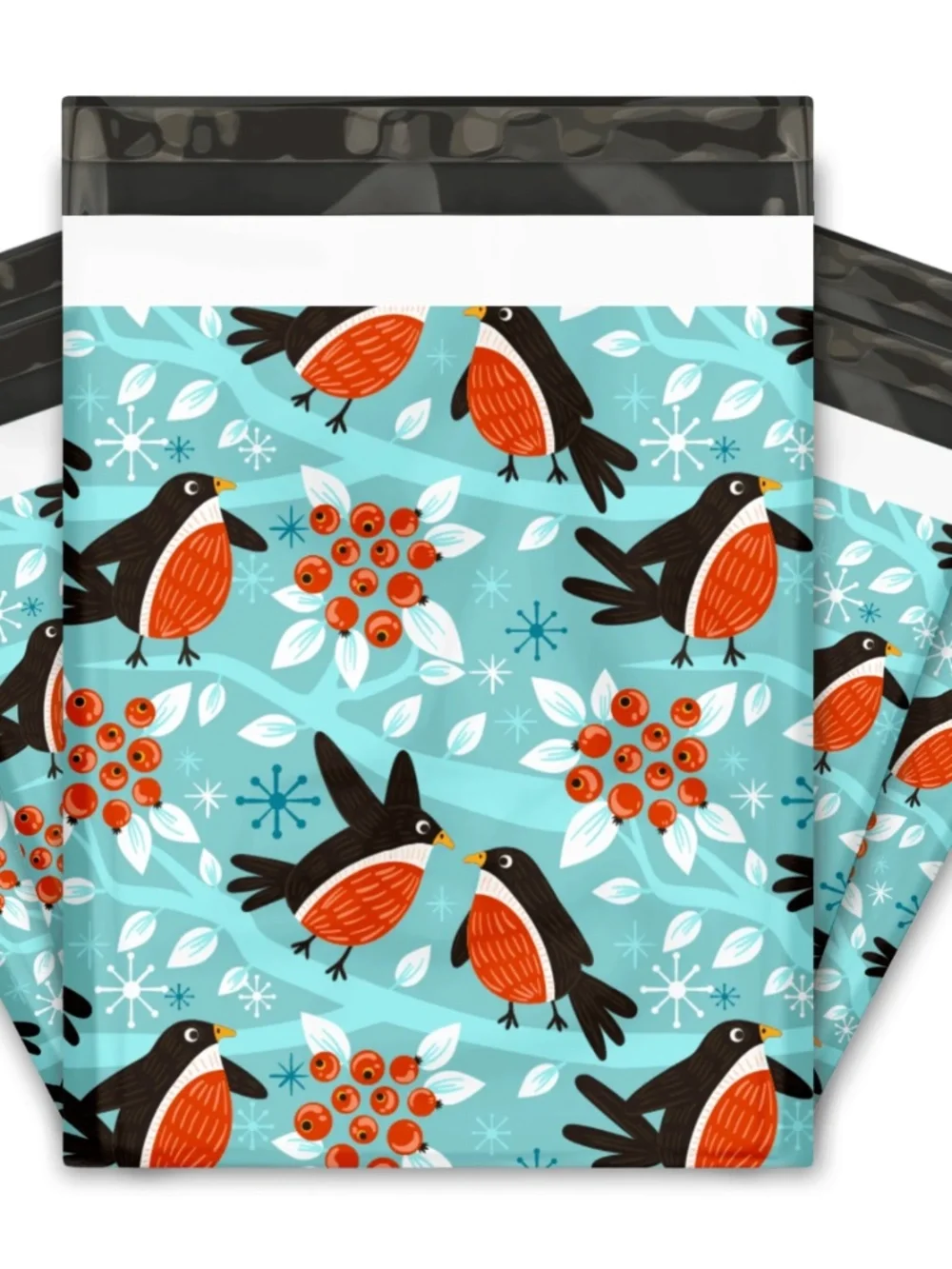 20 10x13 Birds & Berries Designer Poly Mailers